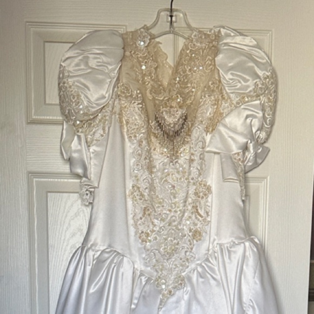 Elegant White and Gold Gown